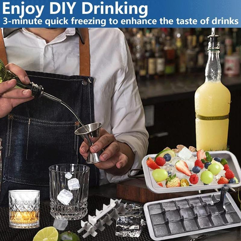 Edelstahl 18 Fächer Eiswürfelform Abnehmbare Metall-Eiswürfelform DIY Fruchteis für Whiskey Cocktail Party Bar