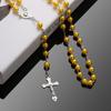 Jewelry Crucifix Charm Vintage Cross Necklace Jesus Rosary Beads Chain Virgin Mary Pendant