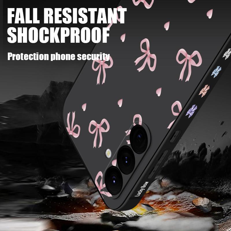 Pink Bow Print Soft TPU Case For Samsung Galaxy S25 S24 S22 S23 Ultra S24 FE A55 A53 A54 A35 A15 A16 A36 5G Silicone Phone Cover