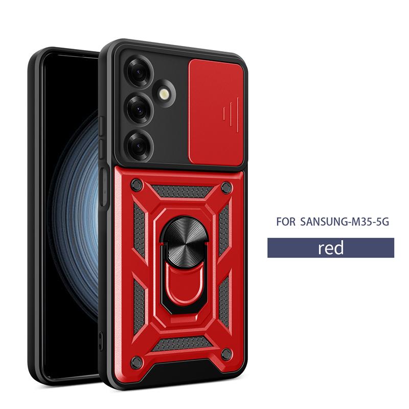 Pouzdro pro Samsung Galaxy M35 6,6" s vysouvacím krytem a krytem pro Samsung Galaxy M35 5G SM-M356B s kroužkem a stojánkem