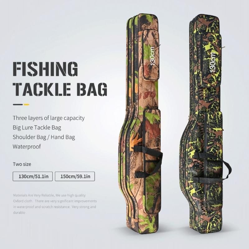 Portable Folding Outdoor Waterproof Tackle Storage Rod Bag Oxfordcloth Fishing Rod Case Multiple Layers Fishing Rod Bag