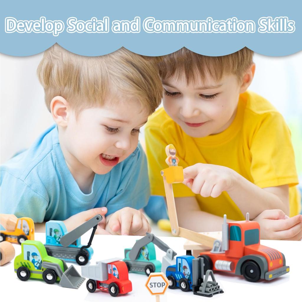 UMU Construction Vehicle Miniature Educational Emergency Vehicle Work Vehicle Toy for Boys Ages 3 and Various Vehicles Working Toy Wooden Set, Cars,