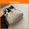 Woven Tote Bag For Women With Solid Color And Flower Pendant Design For Daily Use