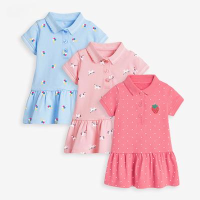 Children's Short-sleeved Knit Dress Fashion POLO Dress for Girls