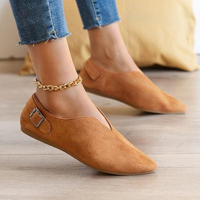 Mocassini da donna, scarpe casual slip-on, morbide scarpe a punta in pelle scamosciata
