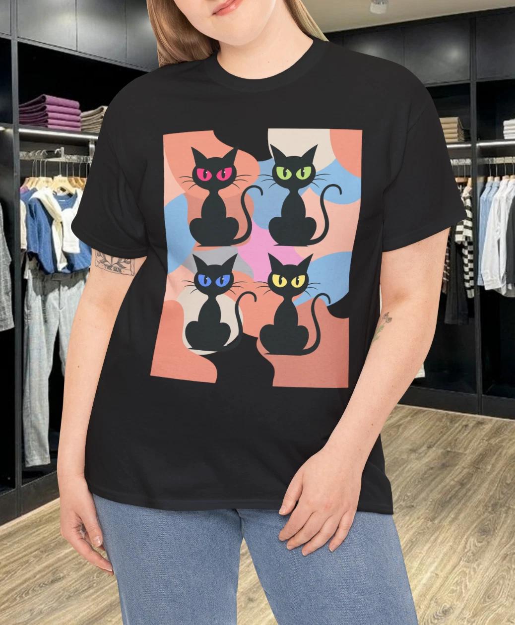Retro Halloween Cat T-Shirt 3XL