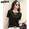 GMXIA Women's Fashion Casual Solid Color Print Short Sleeve V Neck Blouses & Shirts