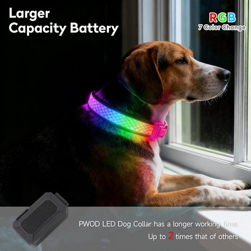 LED Dog Collar USB Rechargeable Light Up Pet Collar Glowing Nylon Adjustable Soft Night Safety Collar for Small Medium Dogs