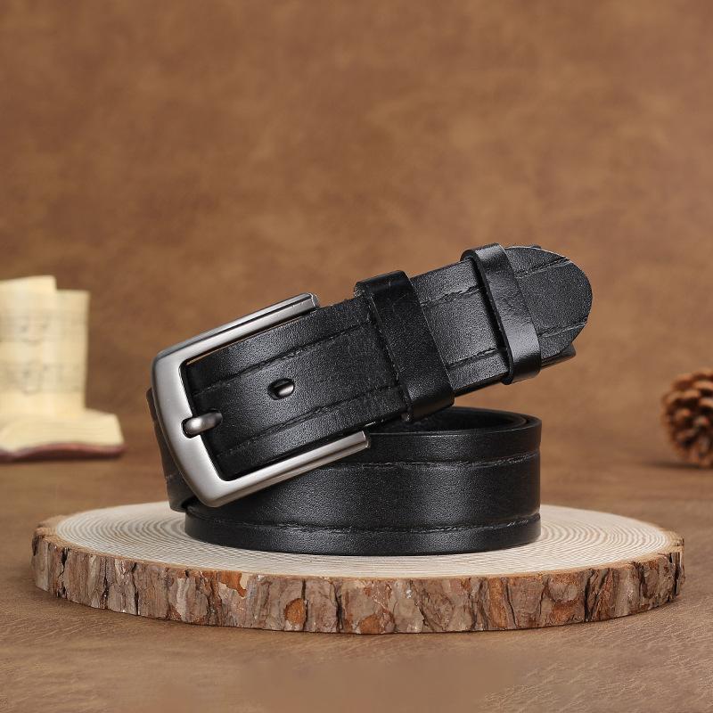 Men'S Belt First Layer Cowhide Retro Pin Buckle Belt Fashion Jeans Simple And Versatile Trendy