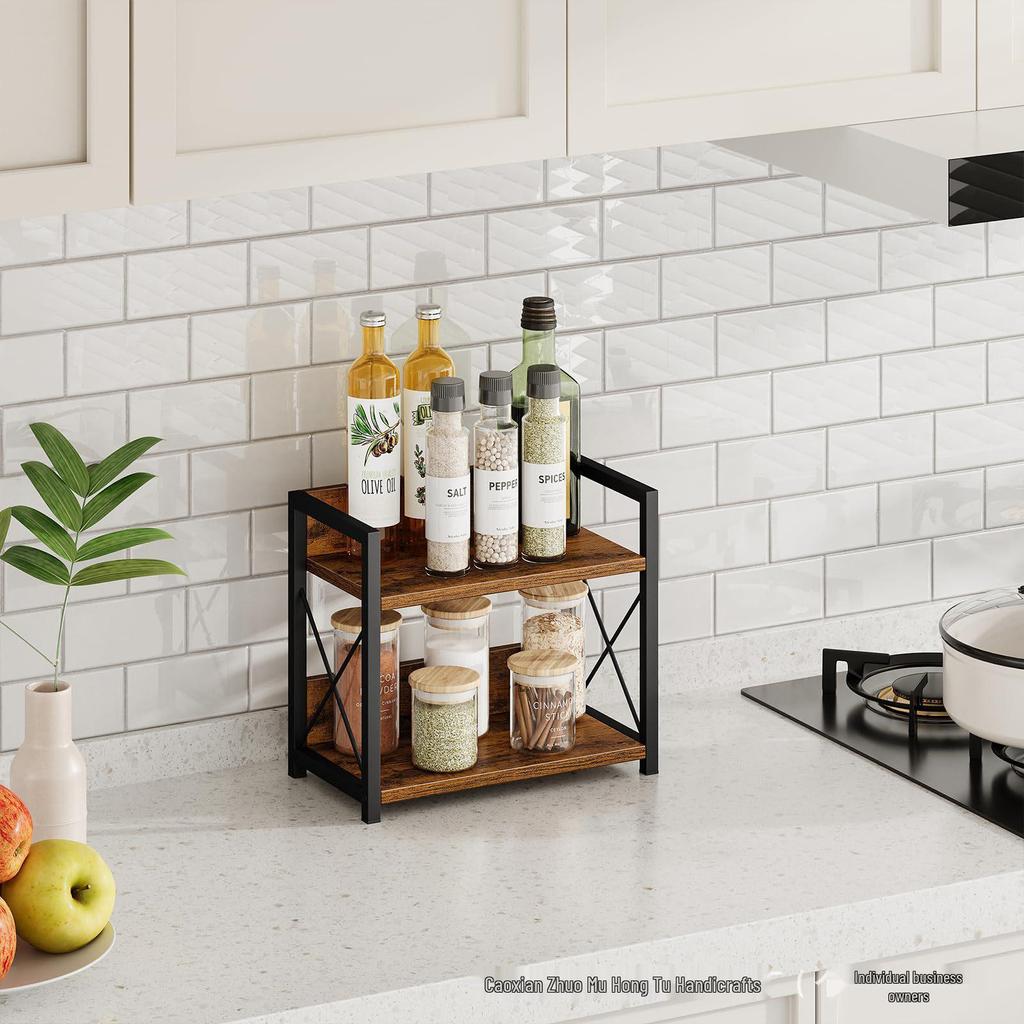 Ironwood Multi-layer Desktop Organizer Shelf for Kitchen, Cosmetics, and Bathroom.