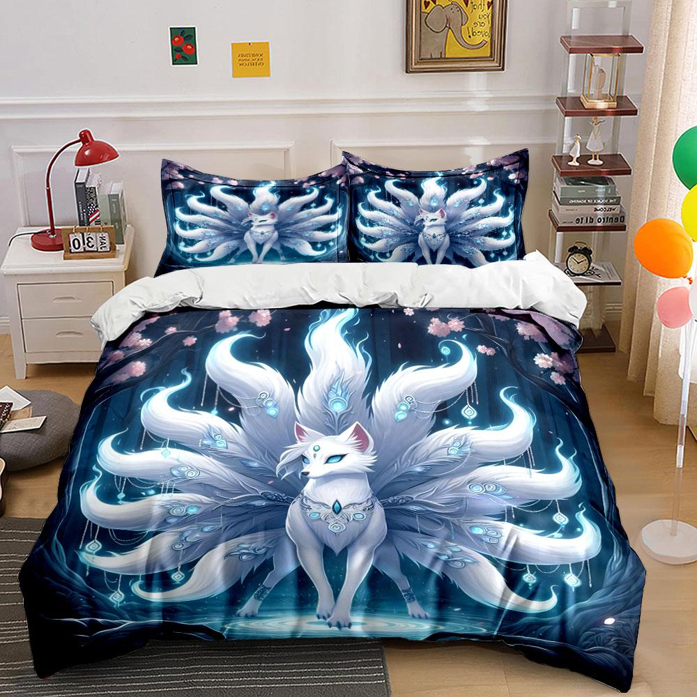 "Elegant Fox Spirit Fantasy Decor"  Kid's and Adults' Bedroom Decor, Exquisite Three-piece Bedding Set Gift