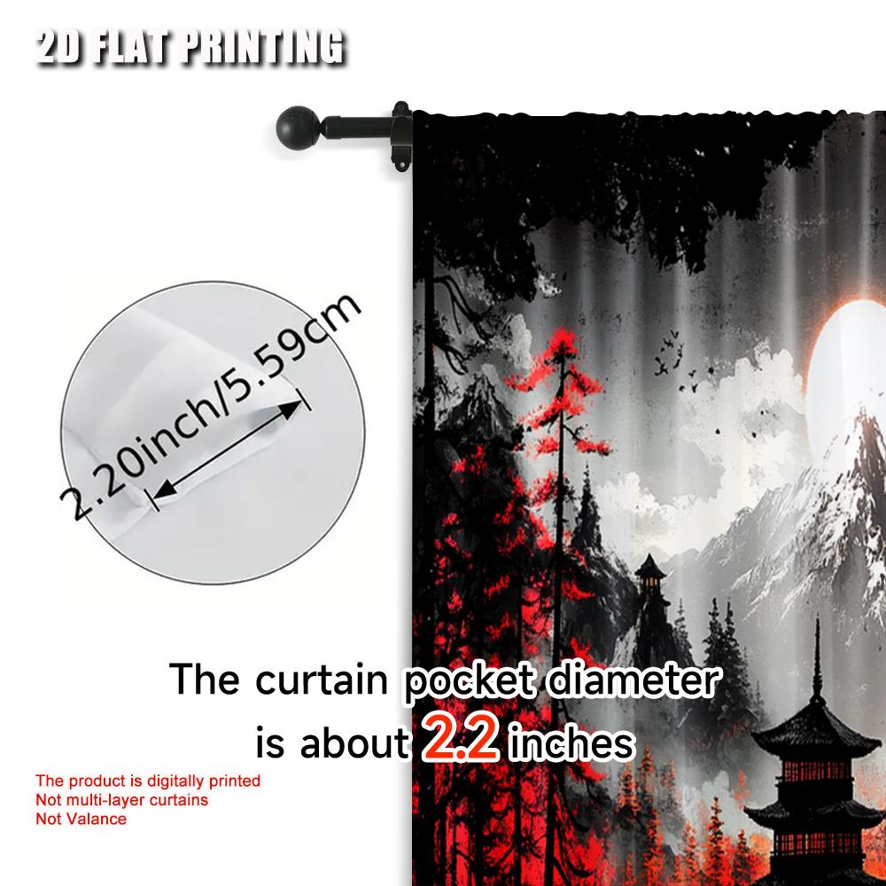 2pcs, Print Curtains 2D print Landscape Durable Polyester (without rod) Decorations Inside Use for Bedroom, Living Room,