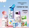 316 Stainless Steel Cartoon Straw Thermos Cup - Double Drink, High Appearance for Kids & Students, Outdoor Portable Design