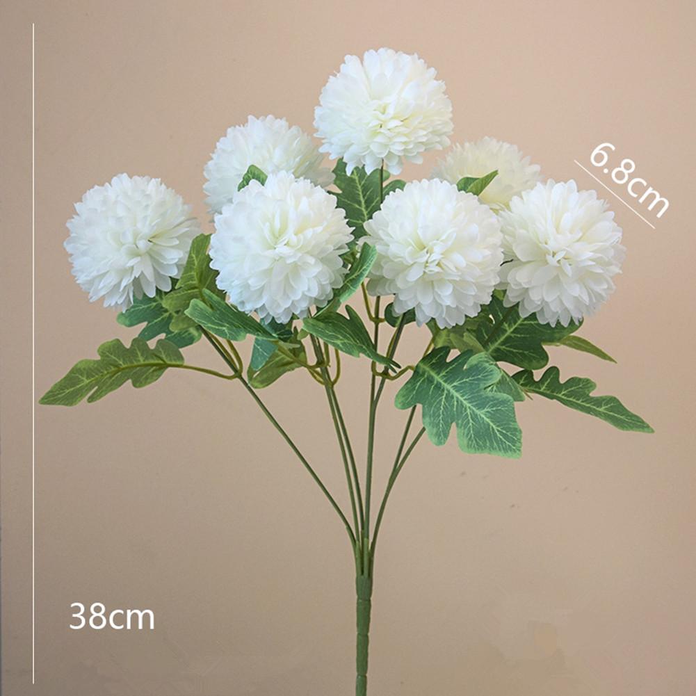 Artificial Flowers Hydrangea Bouquet, Wedding Decoration Fake Flower, 7-head Bundle Embroidered Balls Craft Home Room Vase Decor