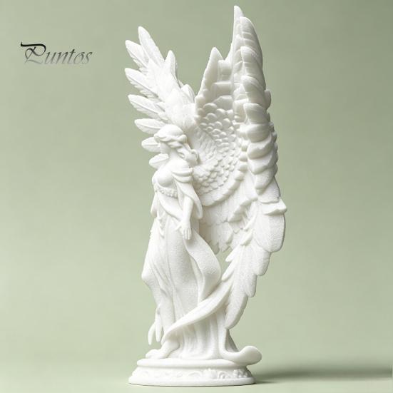 Delikatny Anioł Dekoracja Figurka Drukowana 3D z Dużymi Skrzydłami, Biała Matowa Statua, Wykończenie Kolekcjonerskie Estetyczna Minimalistyczna Rzeźba do Domu Biura