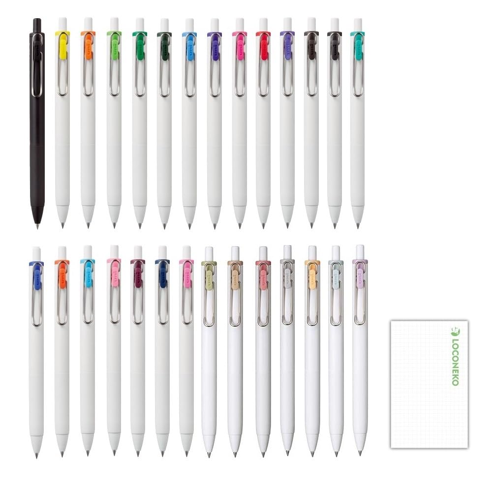 

Mitsubishi Pencil Gel Ink Ballpoint Pen Uniball-One + Loconeco Paper (0.38mm 27 Colors (28 Pens))