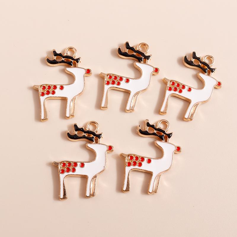 10pcs Cute Enamel Christmas Santa Claus Charms Snowman Bell Pendants for Necklace Earrings DIY Bracelet Jewelry Accessories