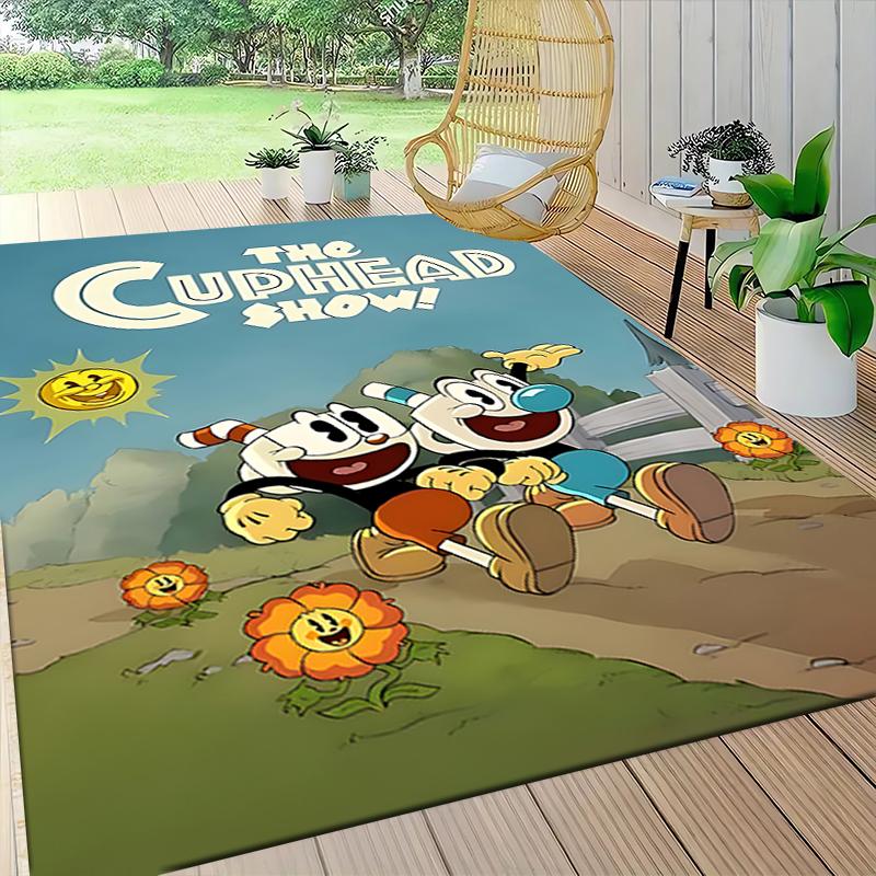 1 Stück Cuphead Mugman Abenteuer Teppich Teppich Anpassbar Weich Waschbar Rutschfest Zuhause Wohnzimmer Sofamatten Personalisierter Teppich 0917249