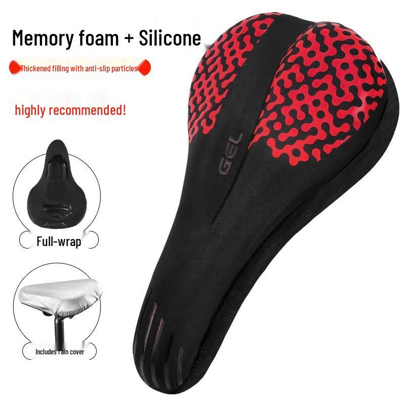 Upgraded Memory Foam Silicone Bicycle Seat Cushion One Size