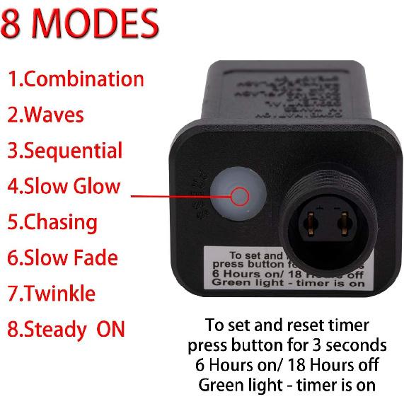 AWQ 100 LED 49 FT Christmas Lights Snowflake String Lights 8 Modes White