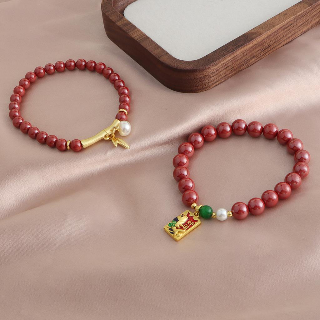 Raw Ore Emperor Sand Single Ring Bracelet Fugui Bamboo Transfer Beads Freshwater Pearl Bracelet Purple Gold Sand Natal Year