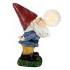 Blowing‑bubble Gnome Statue Solar LED Light Resin Garden Outdoor Yard Ornament Decor