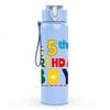 1PC 5th Birthday Boy Party Text Print 750ml Color Plastic Sports Water Bottle Leakproof Flip Straw Lid Suitable for Sports Office Home Use