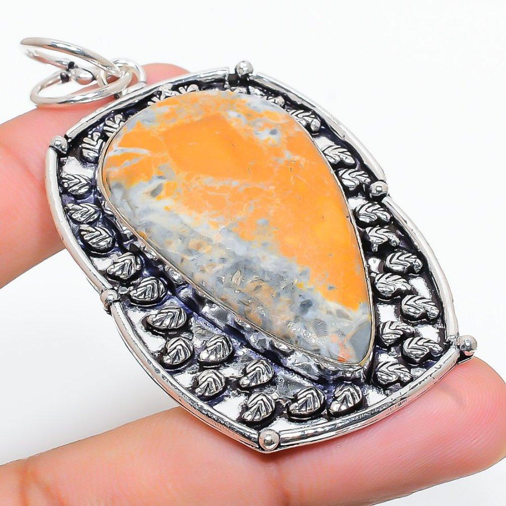 Natural Malinga Jasper Gemstone 925 Sterling Silver Gift Pendant 2.84" a4y57