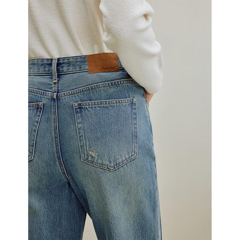 

Inman Women s 100% Cotton Frayed Straight-Leg Jeans 28