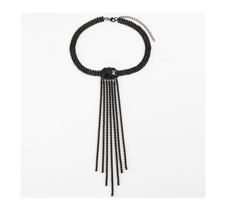 Kenjie Black Multi-Row Tassel Choker Necklace - Romantic and Fashionable Design for Women