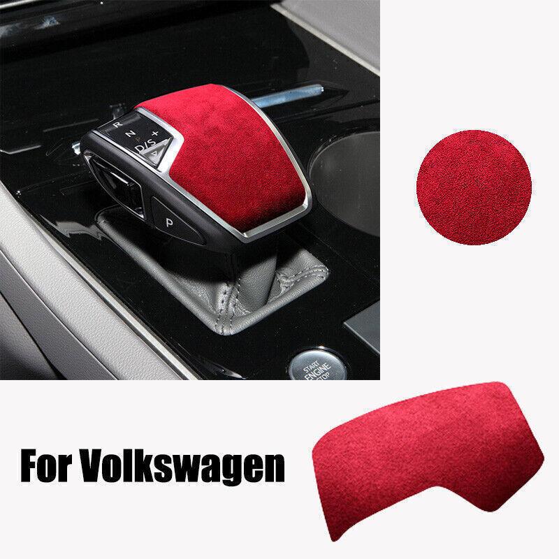 Red Suede Leather Car Gear Shift Knob Cover Trim For Volkswagen Touareg
