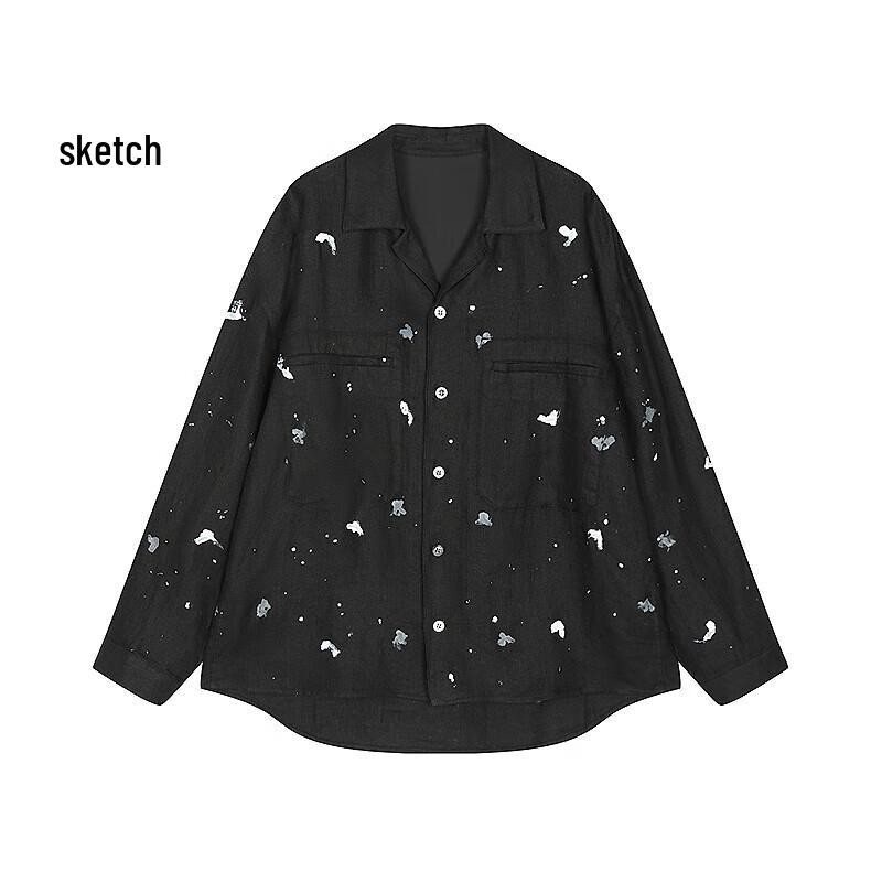 CROQUIS Men's 2025 Fall Oversized Linen Long Sleeve Shirt