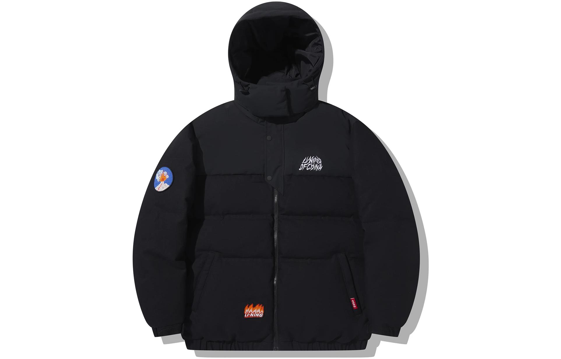 Li Ning Down Jackets Men s Black Hooded Moderate Down Jacket AYMT047-3 M