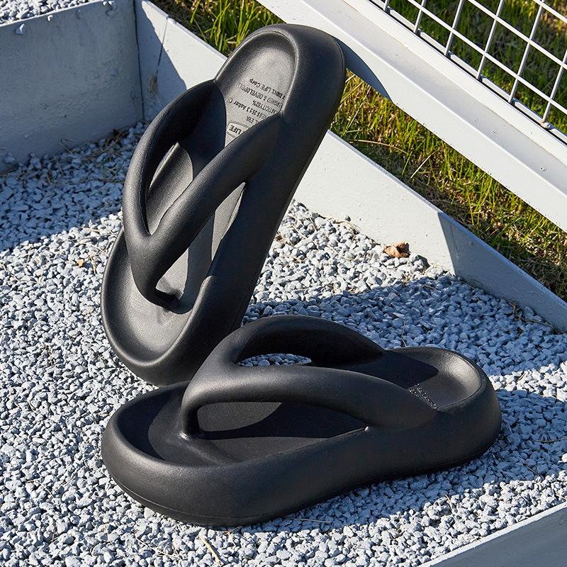 Weiche Sohle Plateau Flip Flops Damen 2024 Sommer Strand Rutschfeste Wolken Hausschuhe Frau Dicke Sohle Zehensteg Badezimmer Pantoletten Sandalen