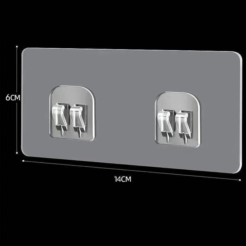 Strong No-Punch Adhesive Plastic Hooks - Transparent, Load-Bearing for Kitchens