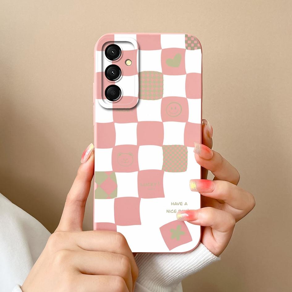 

Роскошный клетчатый узор чехол для телефона Samsung Galaxy A16 A06 C55 M55 M35 S24 FE A 06 Capa защитный чехол для экрана противоударный жидкий мягкий силиконовый корпус Samsung A16 5G