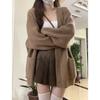 Korean V-neck Lazy Style Cardigan, Japanese Minimalist Sweater, Women's Spring, Autumn, Winter Casual Loose Knit Sweater
