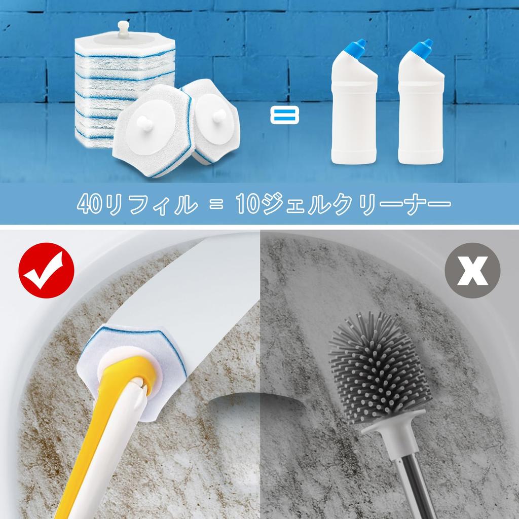 JEHONN Sponge Disposable Toilet Brush Replacement Cleaner Pads for and Pools 48-Pack, Sinks, Bathtubs, Basins, Mops, (JEHONN Only)