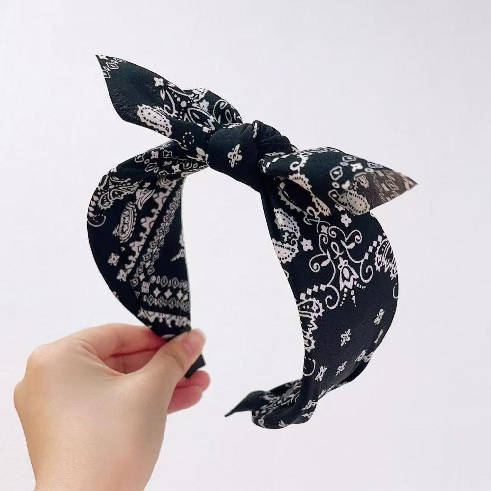 Bow Knot Women's Wide Headband Printed Hair Hoop Headwear Trendy Retro Polka Dot Hairband  Girls
