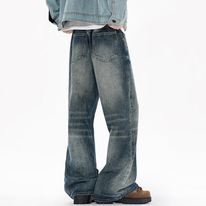 Men's American Retro Washed Flared Jeans