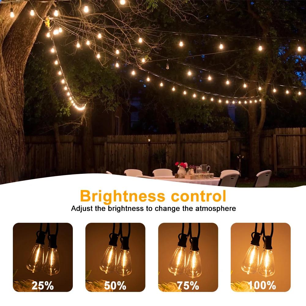ST38 String Lights Outdoor Garland Connectable Shatterproof Waterproof Plastic LED Bulb Dimmable Patio Garden Decor Fairy Lighst