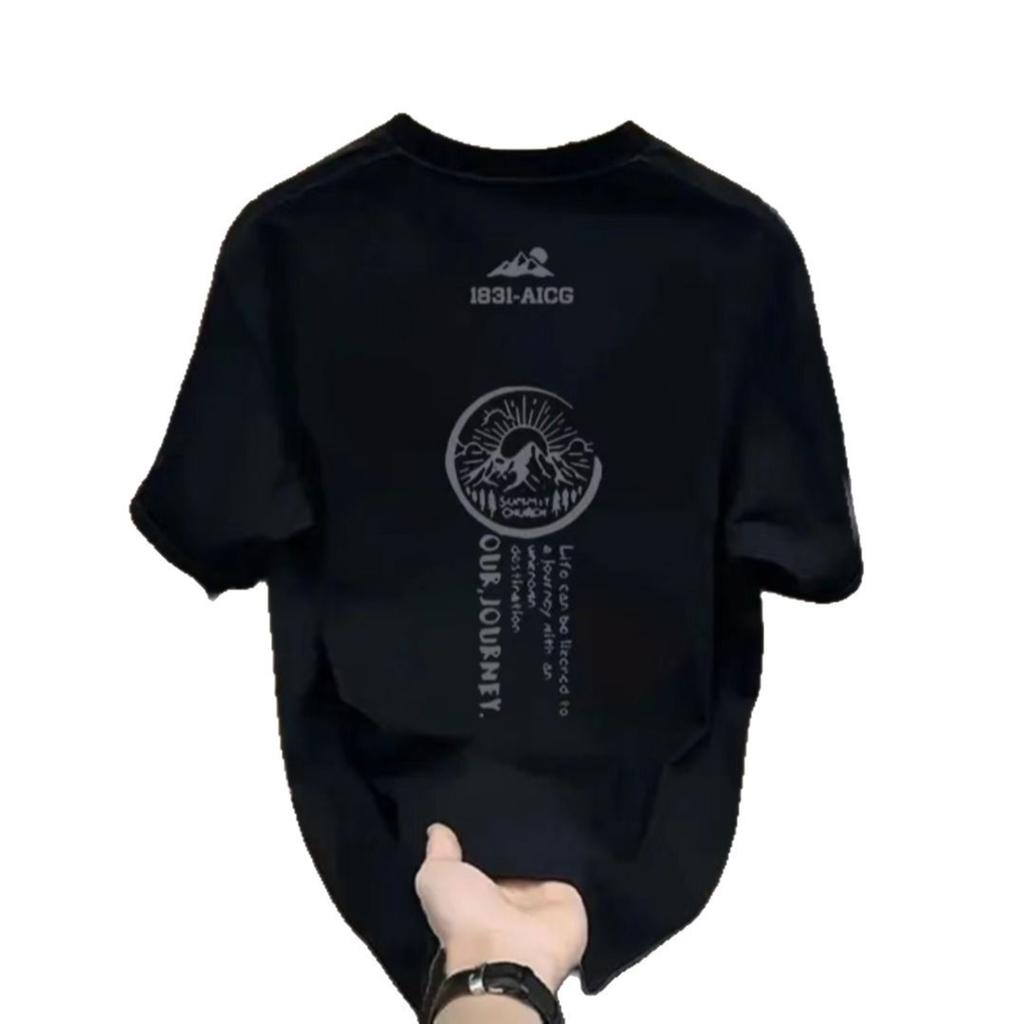 Trendy Brand Short-Sleeved Pure Cotton Men'S Printed T-Shirt Trendy Men'S And Women'S Versatile Round Neck T-Shirt Men'S