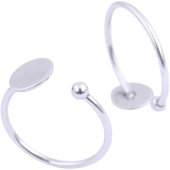 20pcs Stainless Steel Flat 8mm Pad Ring Base Blank DIY Finger Ring Bezels for Jewelry Making Accessories