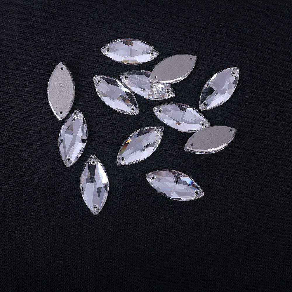 K9 Weichen Koń Kształt Oka Płaskie Dno Szklany Ręcznie Szyty Wiertło, Biały Ab Kolorowy Diament Diy Kryształowy Diament