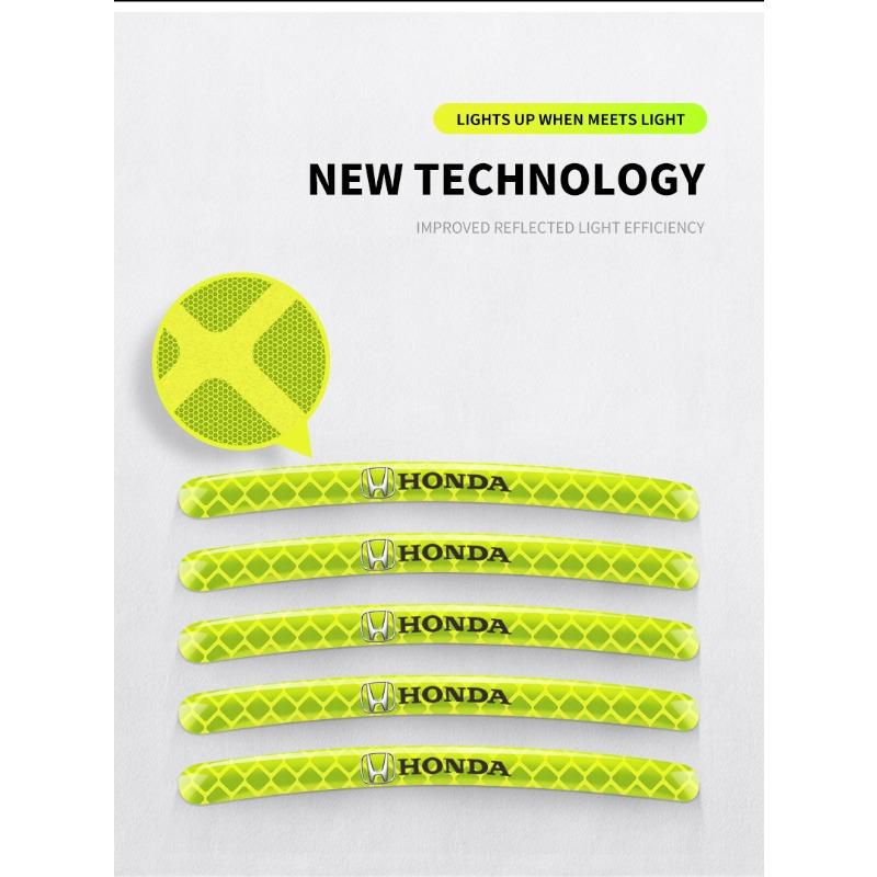 Car Wheel Hub Reflective Stickers Tire Rim Luminous Accessories For Honda Civic Accord Crider City XRV CRV HRV Inspire Fit Odyssey Envix