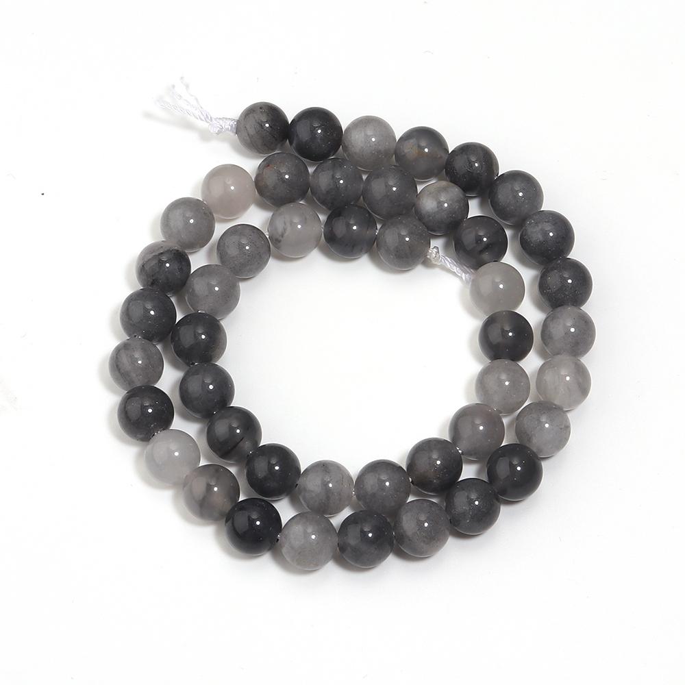 4 6 8 10 12mm Natural Stone Beads Silver Grey Crystal Round Loose Beads For Jewelry Making DIY Bracelets Necklace Accessories