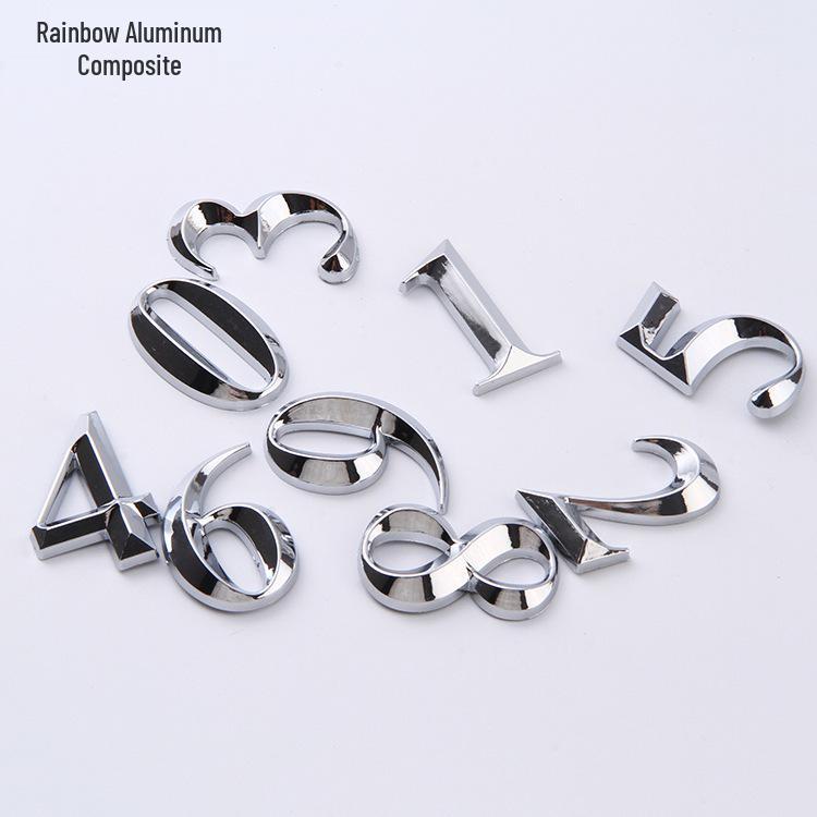 5cm ABS Modern Minimalist 3D Stainless Steel Doorplate Number Sign 7