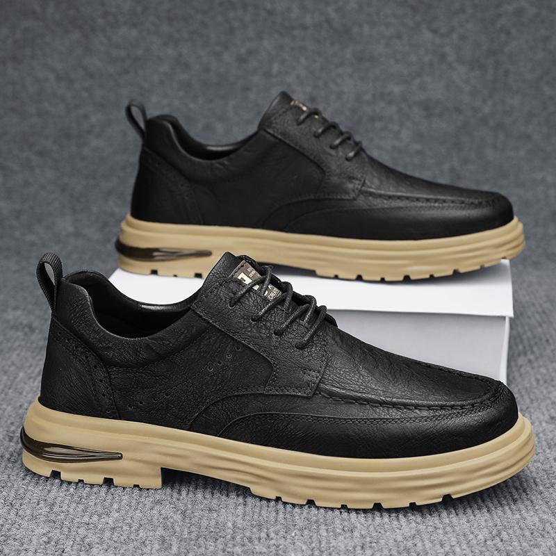 Classic Fashion Oxford Shoes Thick Sole Durable Men's Outdoor Sports Shoes Men's Genuine Leather Casual Shoes Low Top Shoes