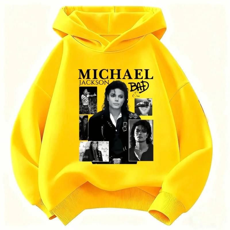 Michael Jackson BAD Album Print Kinder Kapuzenpullover, Unisex, Vintage Hip Hop Pullover mit Kapuze, Lässiges Streetwear Oberteil