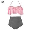 Damen Blumen High Waist Bikini Set Stilvolle Bademode Gepolstert Übergröße Badeanzug